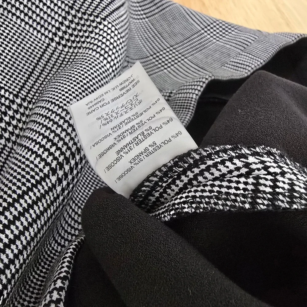 J.Crew Womens Glen Plaid Flounce Mini Skirt Black White Gray Size 8 Stretch Twee